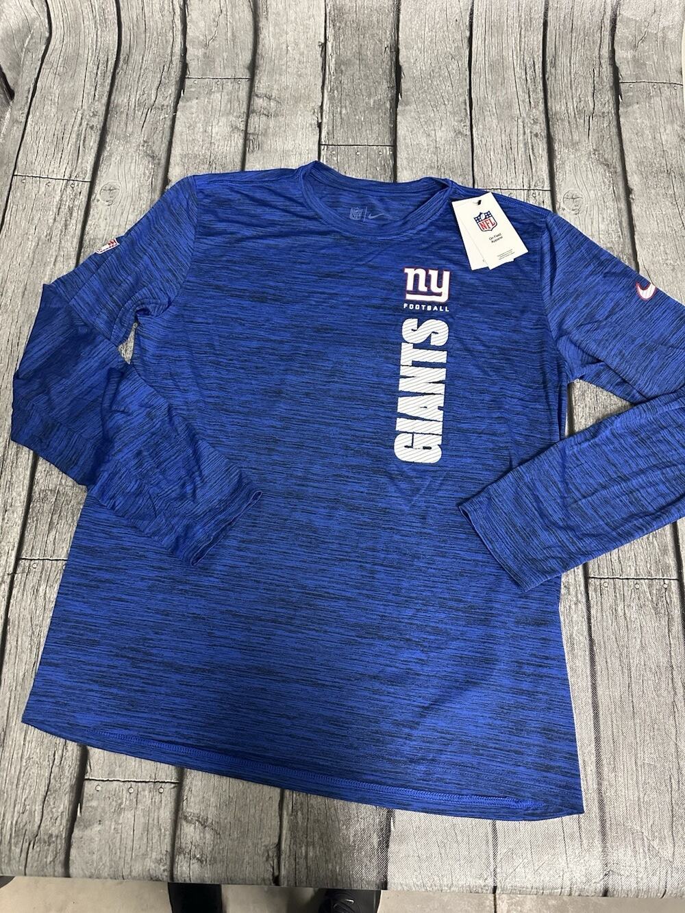 NWT Men’s Nike New York Giants Sideline Velocity LS Dri Fit Tshirt Large Blue LG